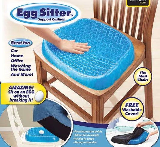 Non Slip Egg Sitter Gel Seat Cushion Soft Sitting Support Pad Cushion For Car And Office Chair Seat Pads Breathable Honeycomb Bike Seat Foam (with Black Cover)